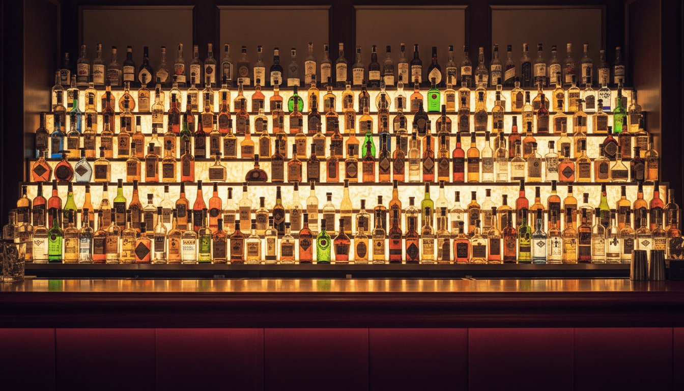 Extensive collection of 200+ tequila and mezcal bottles at Taco Guild bar