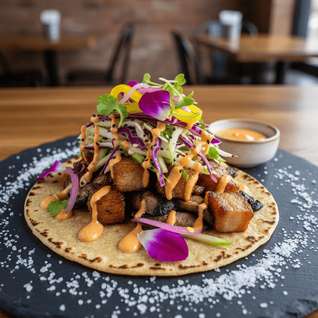 Fresh appetizers and main dishes at Taco Guild